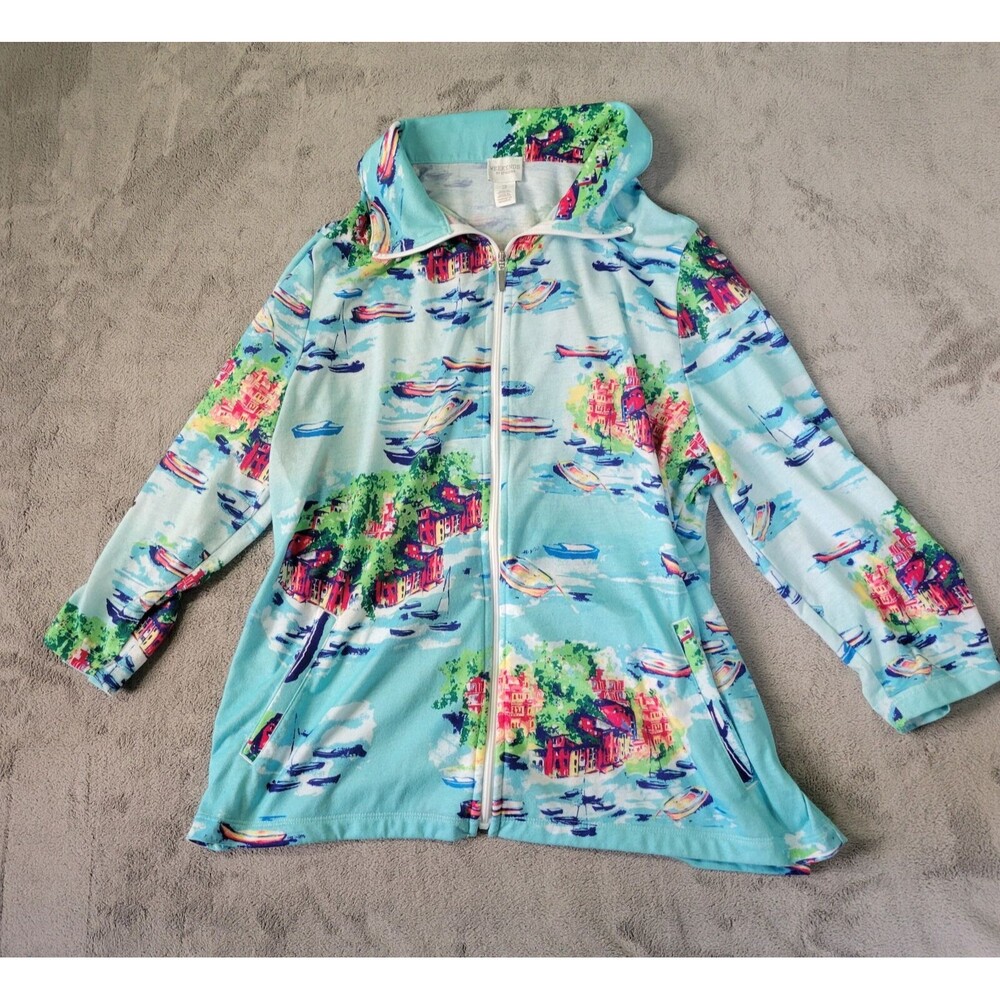 Weekends By Chicos Full Zip Jacket Sweatshirt Siz… - image 1